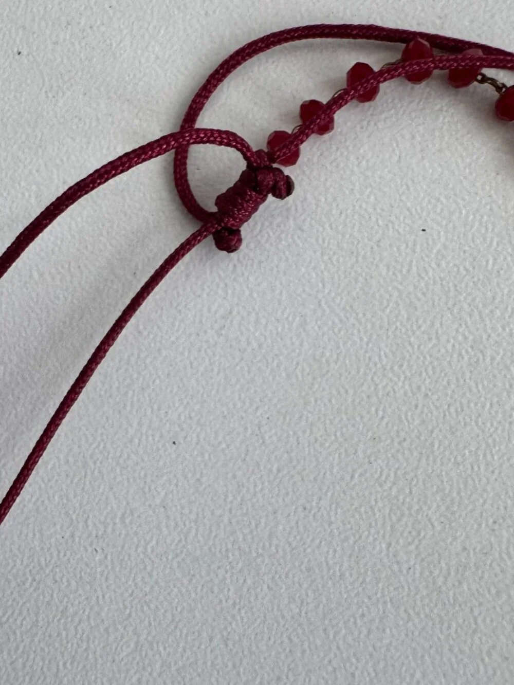 Padre Nuestro Prayer Tassel Pendant Necklace Adjustable Boho Burgundy